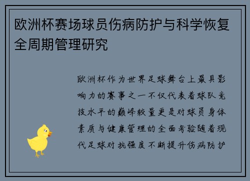 欧洲杯赛场球员伤病防护与科学恢复全周期管理研究